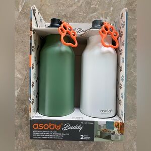 Asobu 2-Pack 3-In-1 Buddy Water Bottles With Removable Dog Water And Food Bowls